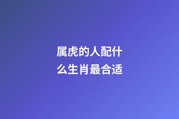 属虎的人配什么生肖最合适