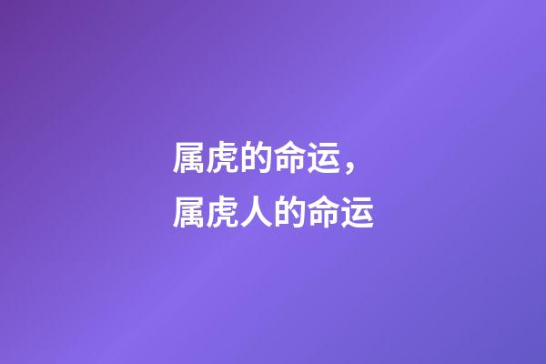 属虎的命运，属虎人的命运