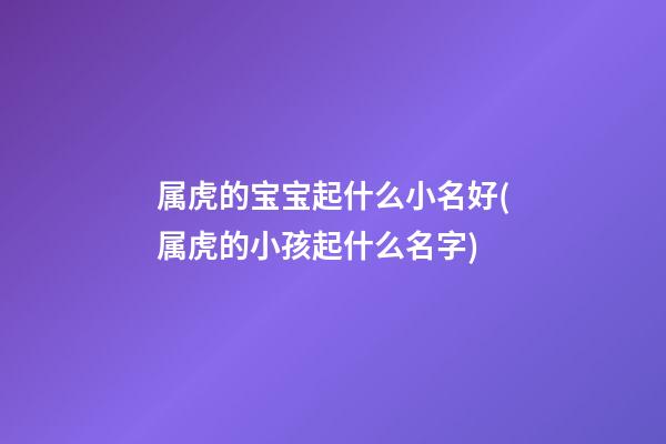 属虎的宝宝起什么小名好(属虎的小孩起什么名字)