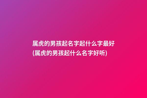 属虎的男孩起名字起什么字最好(属虎的男孩起什么名字好听)