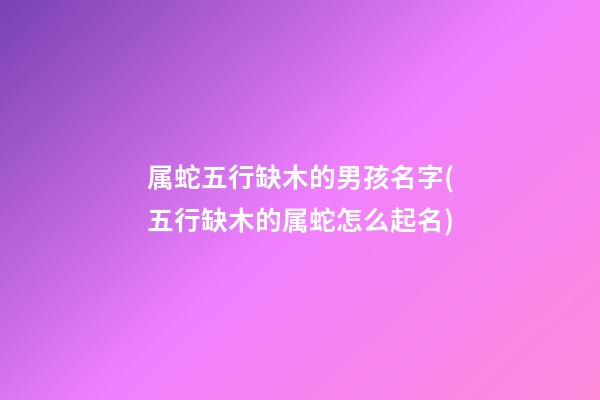 属蛇五行缺木的男孩名字(五行缺木的属蛇怎么起名)