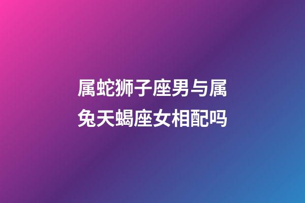 属蛇狮子座男与属兔天蝎座女相配吗-第1张-星座运势-玄机派