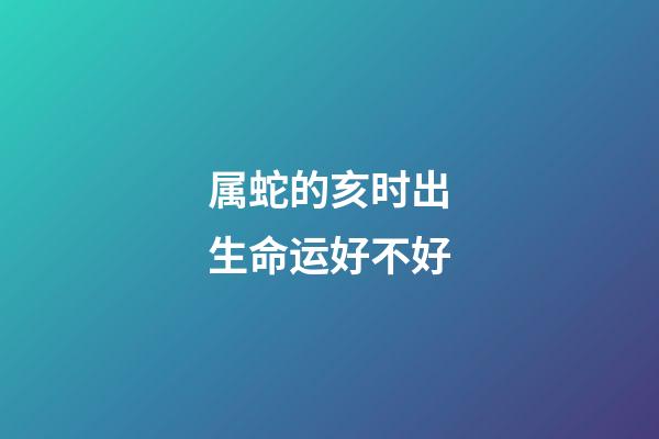 属蛇的亥时出生命运好不好