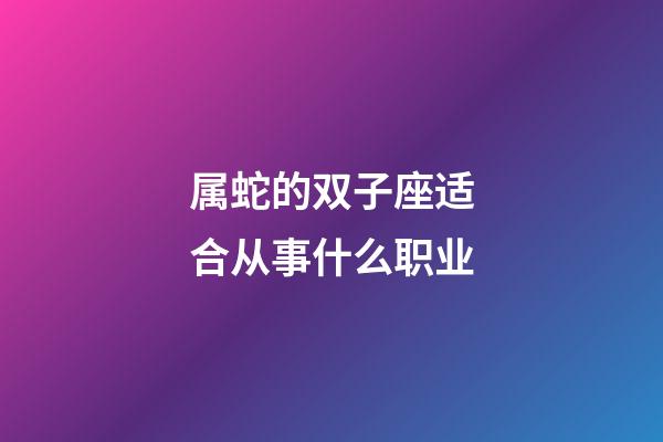 属蛇的双子座适合从事什么职业-第1张-星座运势-玄机派