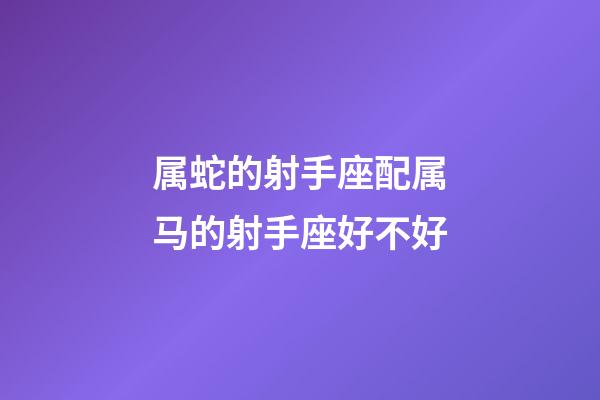 属蛇的射手座配属马的射手座好不好-第1张-星座运势-玄机派