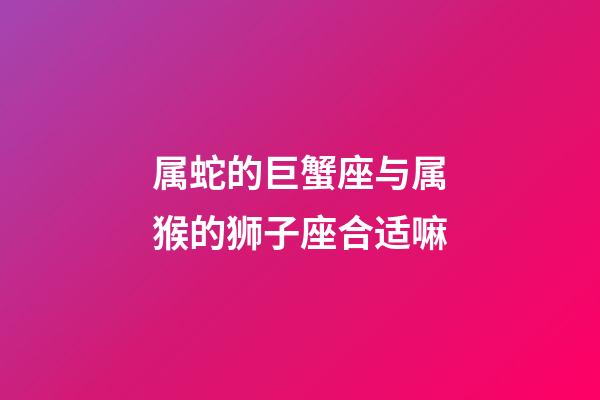 属蛇的巨蟹座与属猴的狮子座合适嘛