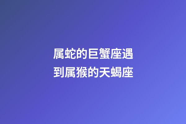 属蛇的巨蟹座遇到属猴的天蝎座-第1张-星座运势-玄机派