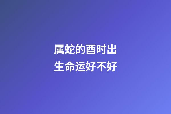 属蛇的酉时出生命运好不好