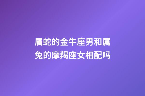 属蛇的金牛座男和属兔的摩羯座女相配吗-第1张-星座运势-玄机派