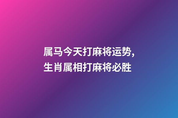 属马今天打麻将运势,生肖属相打麻将必胜-第1张-观点-玄机派