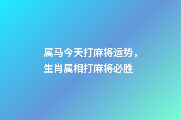属马今天打麻将运势，生肖属相打麻将必胜