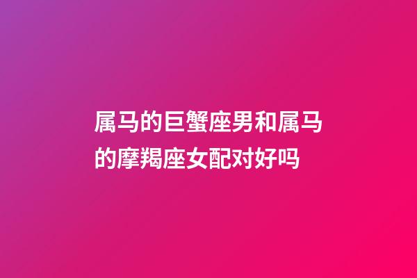 属马的巨蟹座男和属马的摩羯座女配对好吗-第1张-星座运势-玄机派