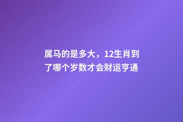 属马的是多大，12生肖到了哪个岁数才会财运亨通-第1张-观点-玄机派