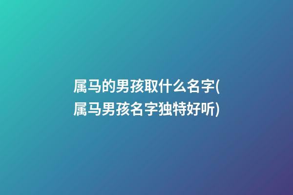 属马的男孩取什么名字(属马男孩名字独特好听)