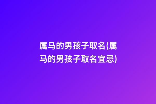属马的男孩子取名(属马的男孩子取名宜忌)
