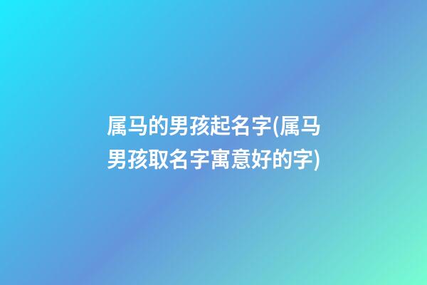 属马的男孩起名字(属马男孩取名字寓意好的字)