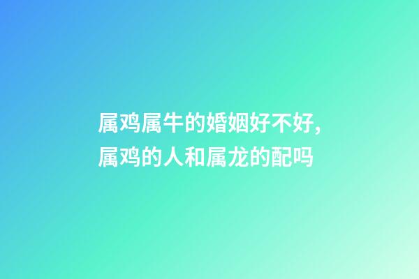 属鸡属牛的婚姻好不好,属鸡的人和属龙的配吗-第1张-观点-玄机派
