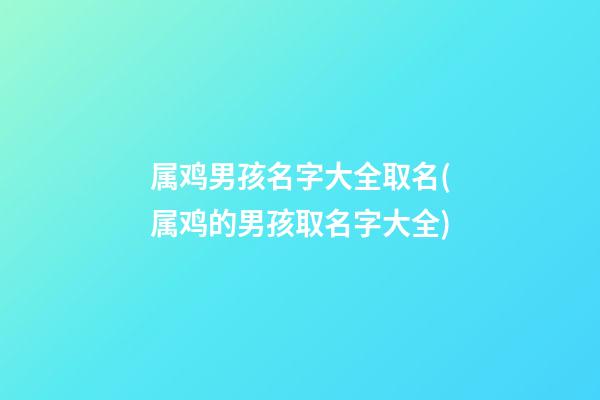 属鸡男孩名字大全取名(属鸡的男孩取名字大全)