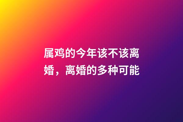 属鸡的今年该不该离婚，离婚的多种可能