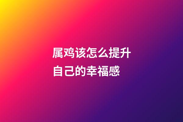 属鸡该怎么提升自己的幸福感