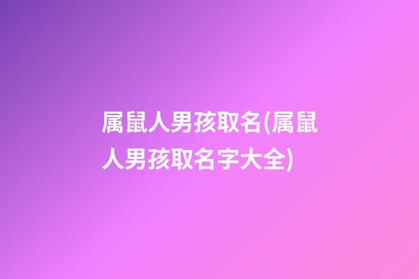 属鼠人男孩取名(属鼠人男孩取名字大全)