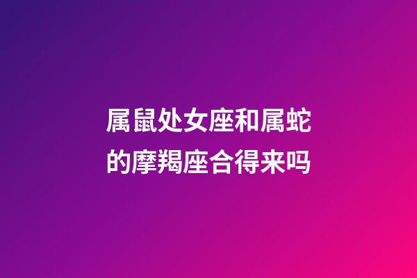 属鼠处女座和属蛇的摩羯座合得来吗-第1张-星座运势-玄机派