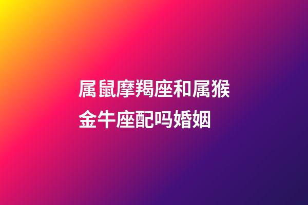 属鼠摩羯座和属猴金牛座配吗婚姻-第1张-星座运势-玄机派