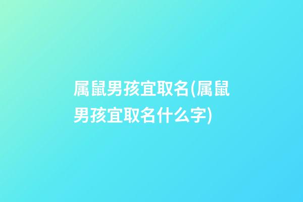 属鼠男孩宜取名(属鼠男孩宜取名什么字)