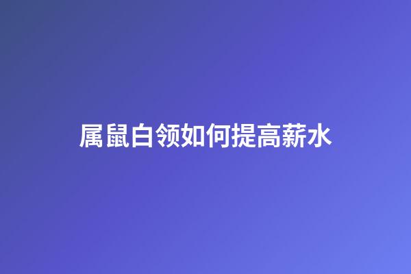 属鼠白领如何提高薪水