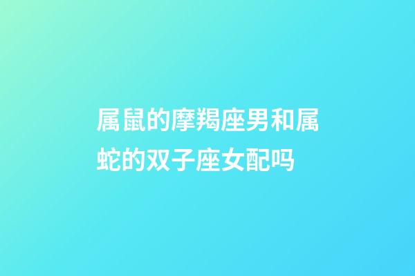 属鼠的摩羯座男和属蛇的双子座女配吗-第1张-星座运势-玄机派