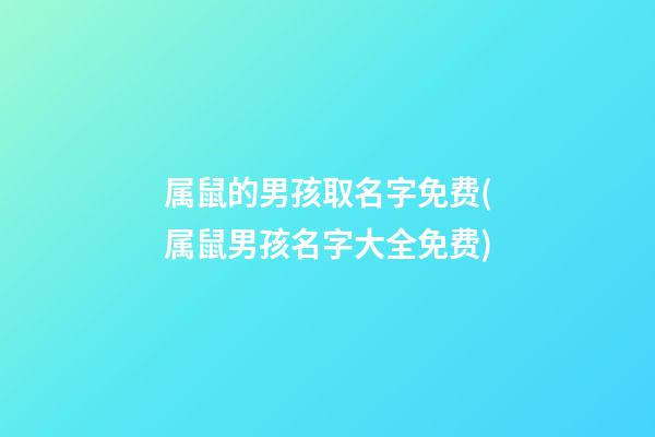 属鼠的男孩取名字免费(属鼠男孩名字大全免费)
