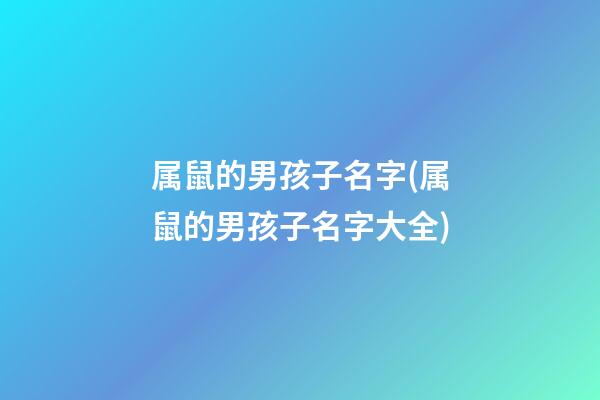 属鼠的男孩子名字(属鼠的男孩子名字大全)