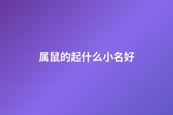 属鼠的起什么小名好(属鼠适合取什么小名)-第1张-宝宝起名-玄机派