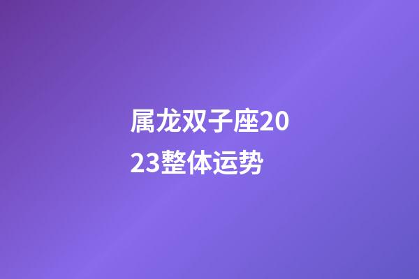 属龙双子座2023整体运势-第1张-星座运势-玄机派