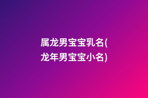 属龙男宝宝乳名(龙年男宝宝小名)