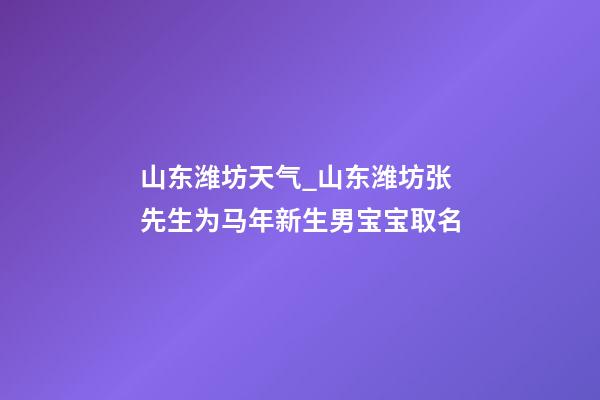 山东潍坊天气_山东潍坊张先生为马年新生男宝宝取名-第1张-公司起名-玄机派