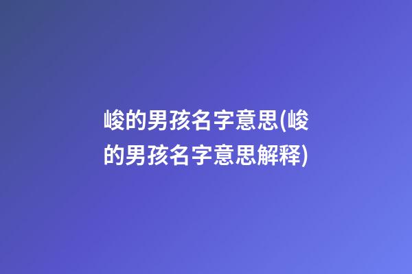 峻的男孩名字意思(峻的男孩名字意思解释)