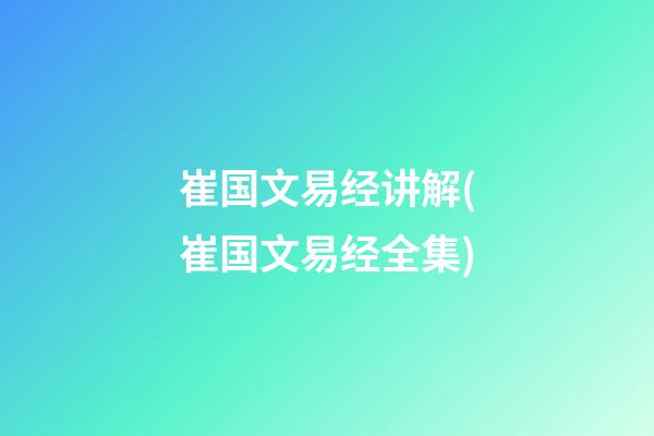 崔国文易经讲解(崔国文易经全集)