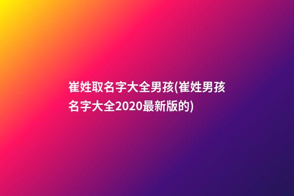 崔姓取名字大全男孩(崔姓男孩名字大全2020最新版的)