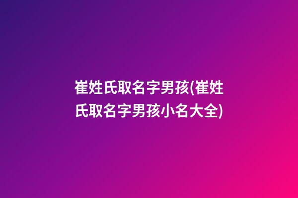 崔姓氏取名字男孩(崔姓氏取名字男孩小名大全)
