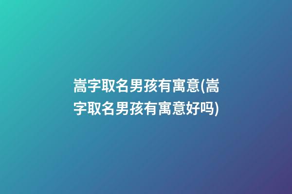 嵩字取名男孩有寓意(嵩字取名男孩有寓意好吗)