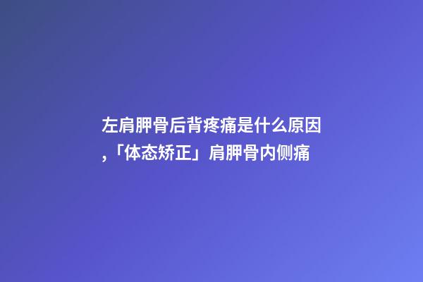 左肩胛骨后背疼痛是什么原因,「体态矫正」肩胛骨内侧痛-第1张-观点-玄机派