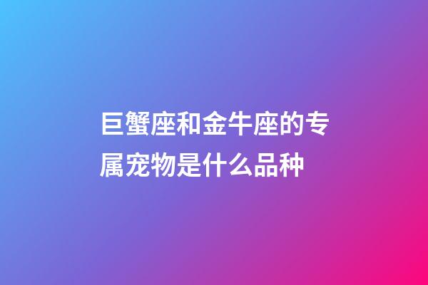 巨蟹座和金牛座的专属宠物是什么品种