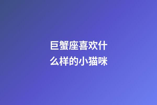 巨蟹座喜欢什么样的小猫咪