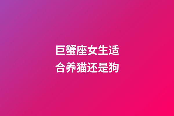 巨蟹座女生适合养猫还是狗