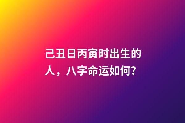 己丑日丙寅时出生的人，八字命运如何？