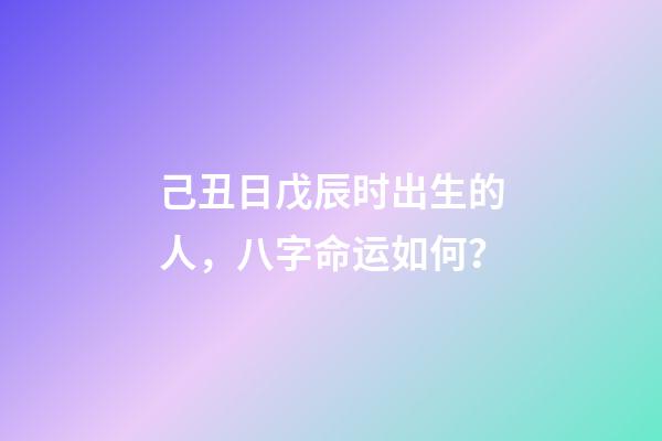 己丑日戊辰时出生的人，八字命运如何？