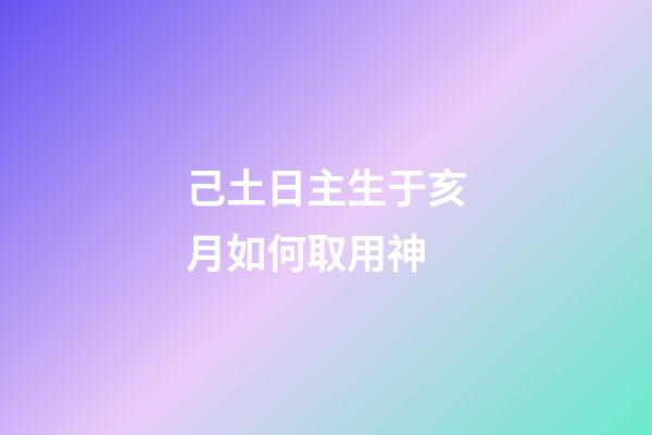 己土日主生于亥月如何取用神?