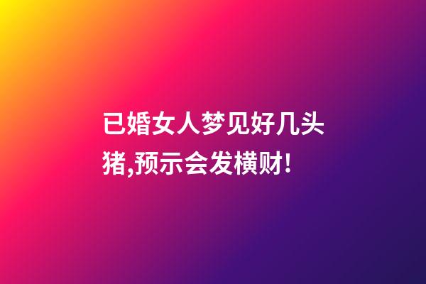 已婚女人梦见好几头猪,预示会发横财!-第1张-观点-玄机派