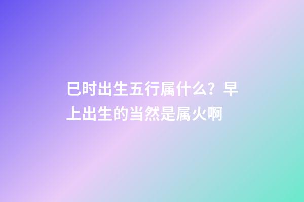 巳时出生五行属什么？早上出生的当然是属火啊
